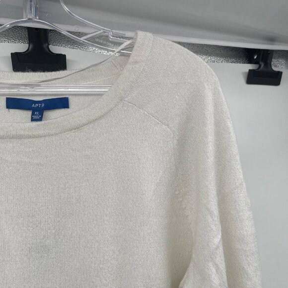 Apt.9 Womens Glitter Pullover Sweater Long Sleeve Ivory Size XL New - Picture 4 of 9